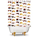 Cortina de baño con dibujos de sushi