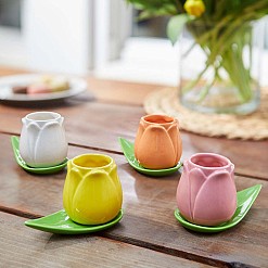 Set tazas café con forma de tulipán