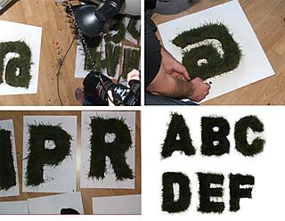 Roll of turf to create a new font