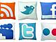 Cojines de RSS, Twitter, Facebook, MySpace, Twitter y Flickr