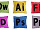 Cojínes de los iconos de programas como Illustrator, Dreamweaver, Flash...