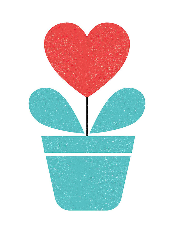 Dibujo de maceta de la que brota un corazón