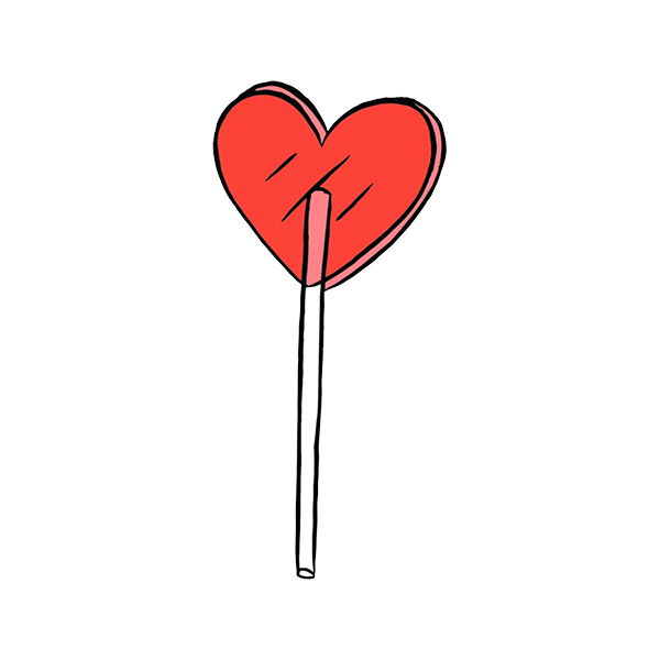 Dibujo de piruleta en forma de corazón