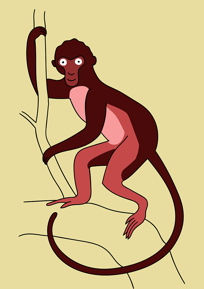 Ilustración de colobo rojo de Miss Waldron