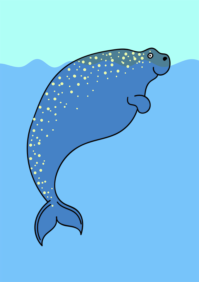 Ilustración de vaca marina de Steller