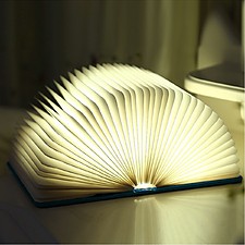 Lámpara con forma de libro que se ilumina al abrirse