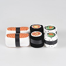 Set de tres pares de calcetines con forma de sushi