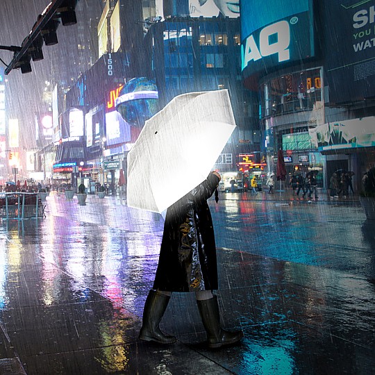 Un paraguas reflectante muy impactante