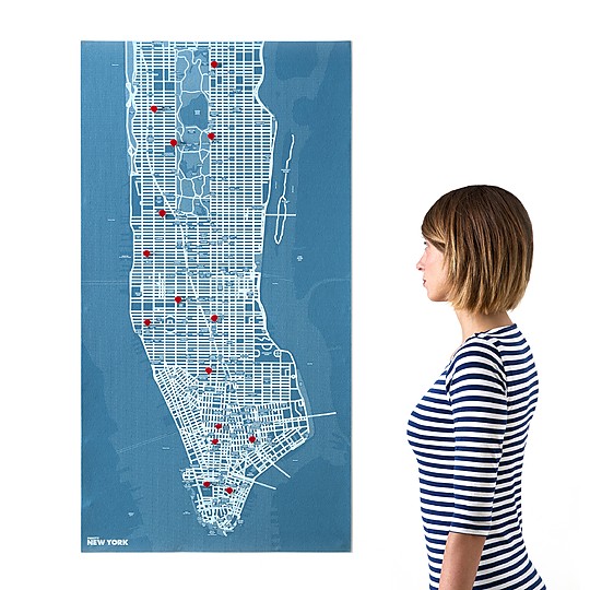 Un mapa de Nueva York de diseño fabricado en fieltro