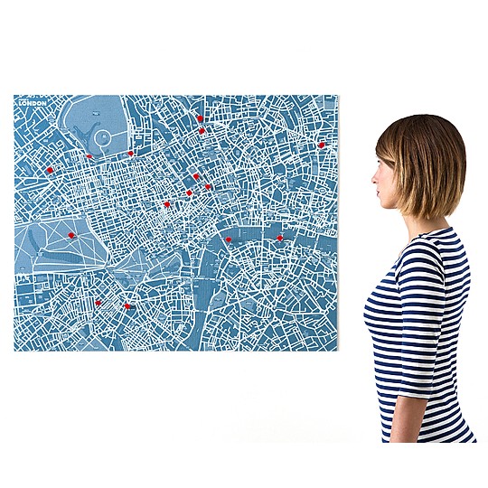 Un mapa de Londres de diseño fabricado en fieltro