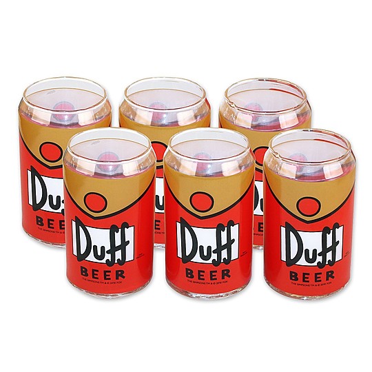 Vasos con la forma de la lata de Duff Beer