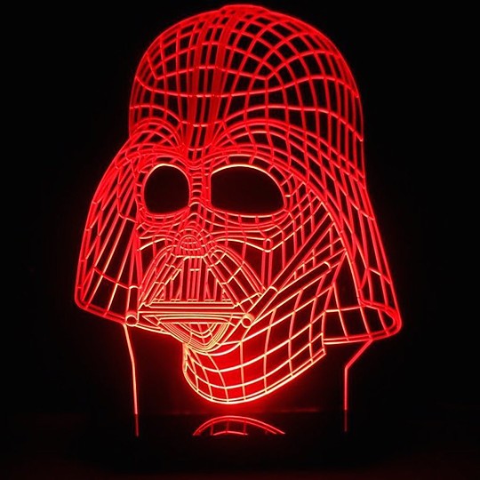 Una impresionante lámpara 3D de darth Vader