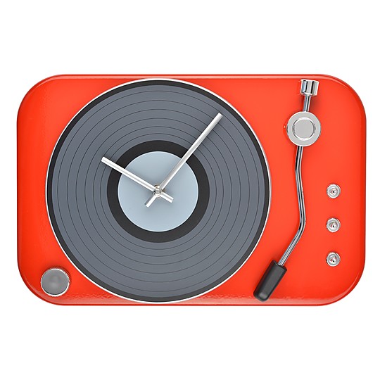 Reloj de pared con forma de tocadiscos retro