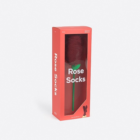Regala una rosa roja en forma de calcetines