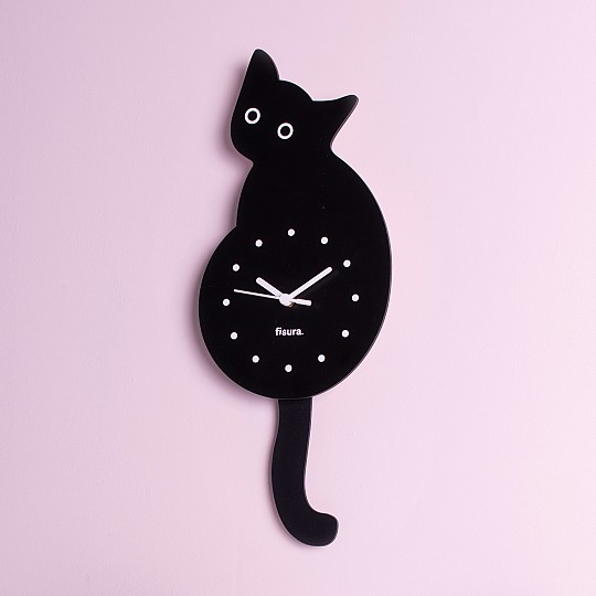 Reloj de pared en forma de gato