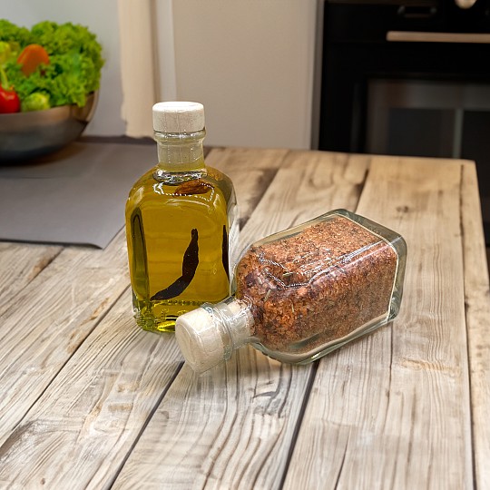 Set de aceite de oliva virgen extra y sal condimentada