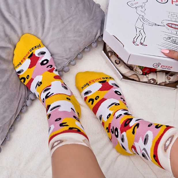 Rainbow Socks 4 pares de Calcetines Pizza MIX Italiana Hawaiana Vegetariana Mujer Hombre 