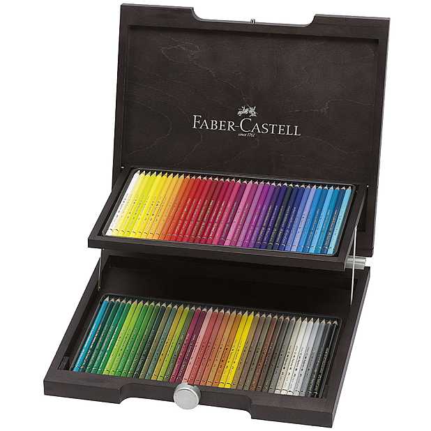 Estuche de madera con 72 lápices de colores Polychromos de Faber-Castell.  Curiosite