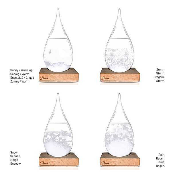 Botella Barómetro para Regalo/Decorativo CAVEEN Cristal de Tormenta Storm Glass Weather Predictor Creative Pronóstico de Tormenta Botella Agua Gotas Forma Predicción del Tiempo 