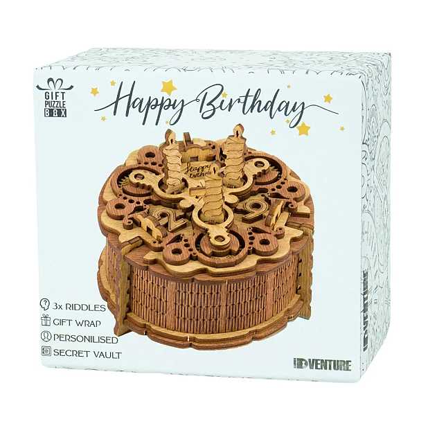 Caja secreta en forma de tarta de cumpleaños. Curiosite