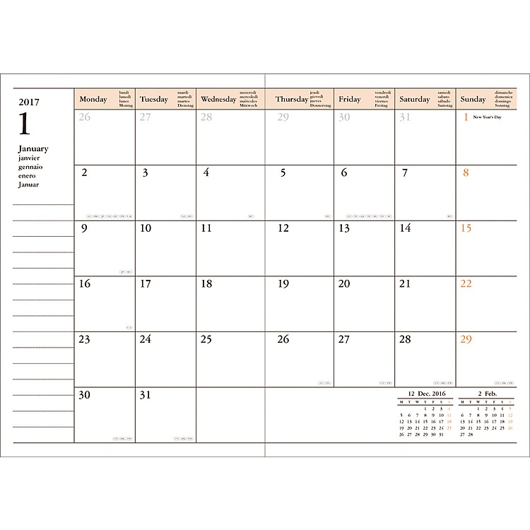 Tallon A5 Tageskalender 2017–2018 – Blau/Grün, Tag-pro-Seite Layout, Mit Grünem Band