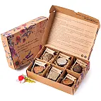 Semillas de amapola, girasol, flor de miel, caléndula, lavanda y margarita