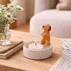 Portavelas original con perrito salchicha