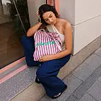 Tote bag de rayas con mensaje Siesta