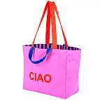CIAO y rayas azules y rosas