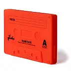 Vista lateral del monedero en color naranja