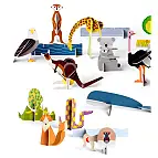 Incluye diez animales y y diez escenarios