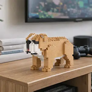 Bloques de construcción para crear un mini perrito Bulldog Inglés