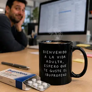 Taza con mensaje Bienvenido a la vida adulta