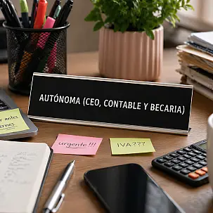 Placa de escritorio AUTÓNOMA (CEO, CONTABLE Y BECARIO)
