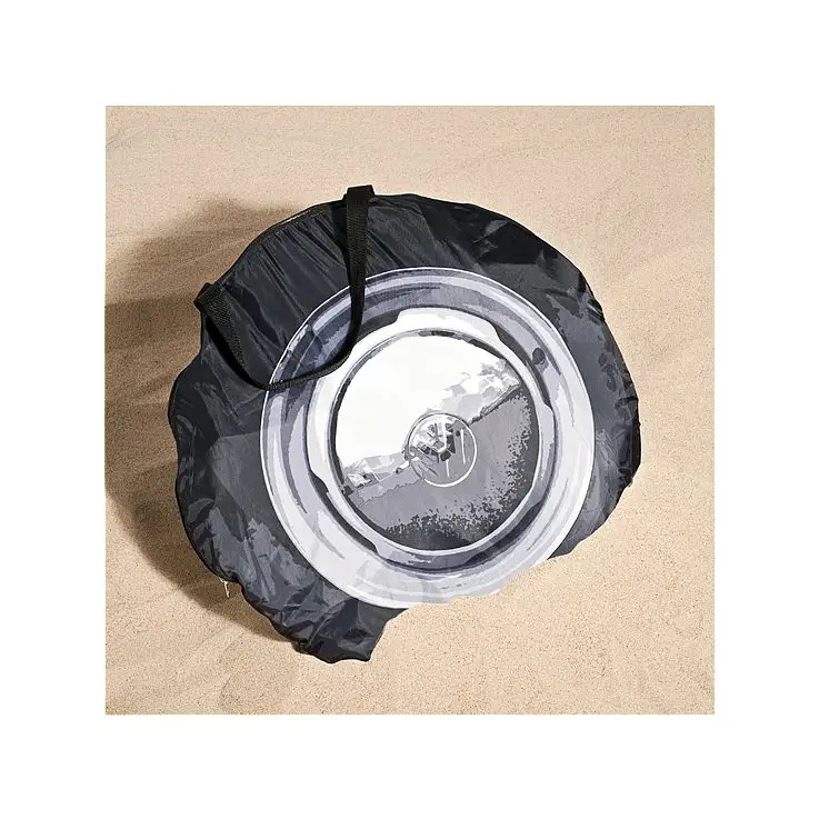 Se guarda en una funda con forma de rueda