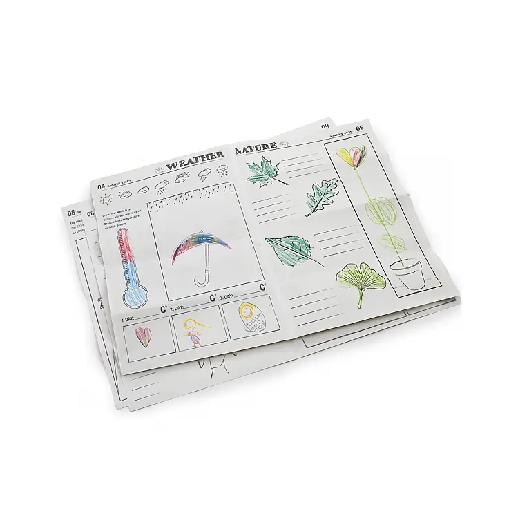 Con dibujos para colorear y columnas para escribir