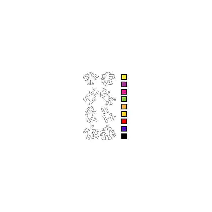 El paquete incluye 8 bailarines de 8 colores diferentes