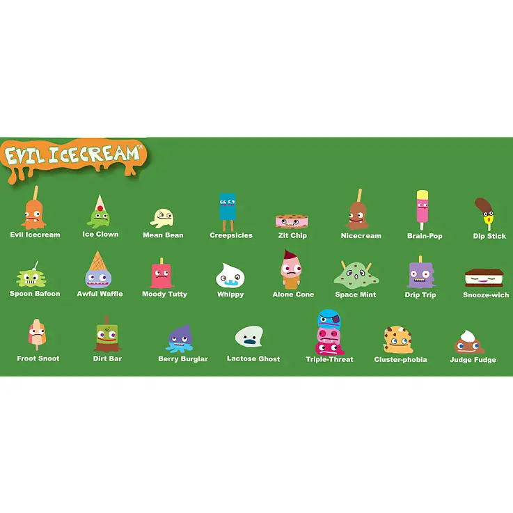 Los personajes del mundo de Evil Ice Cream