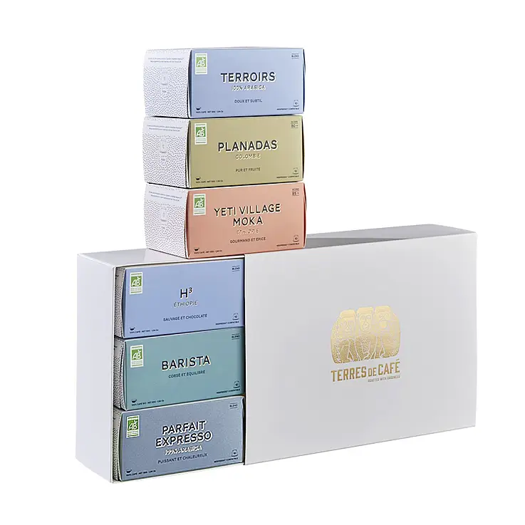60 cápsulas de café gourmet en un cofre de regalo