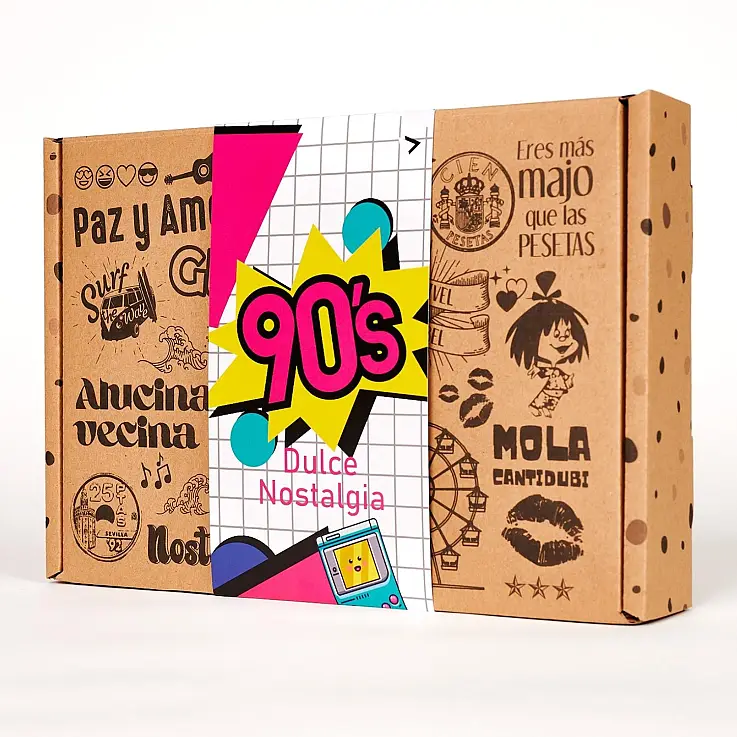 Embalado en una bonita caja ilustrada con temática retro