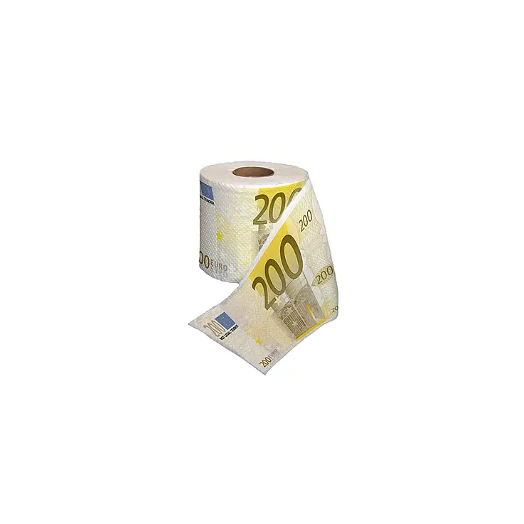 Papel higiénico decorado con billetes de 200 euros.