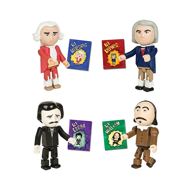 Figuras aticuladas de Genios de la Literatura y la Música.