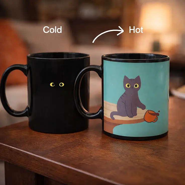 Taza que cambia de color con gatito travieso