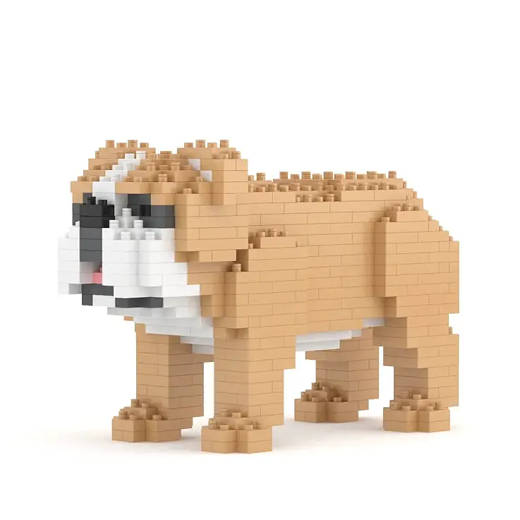 Bloques de construcción para crear un mini perrito Bulldog Inglés