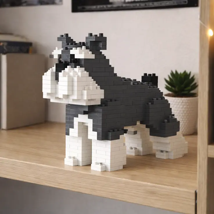 Bloques de construcción para crear un mini perrito Schnauzer