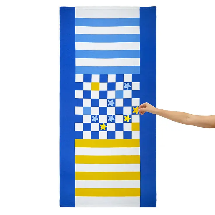 Toalla de playa original de juego Checkers azul