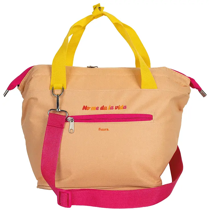 Diseño beige con el mensaje “No me da la vida” en colores