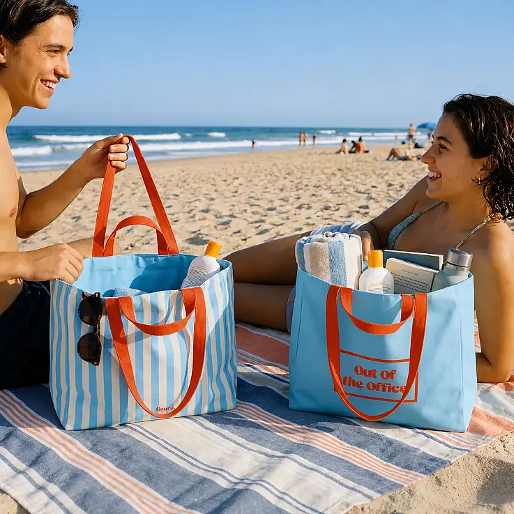 Bolsa de playa reversible con mensaje