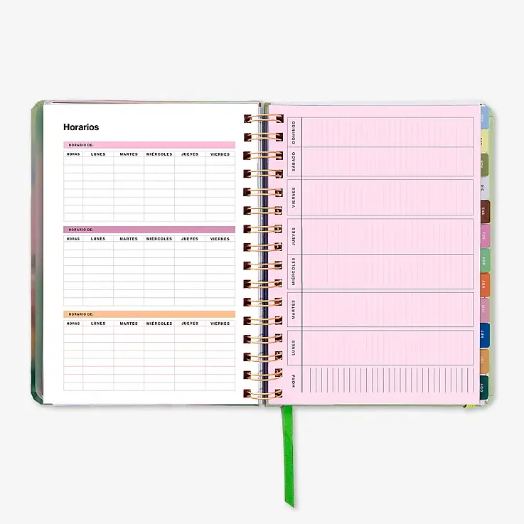 Páginas de horario para organizar clases, actividades y rutinas