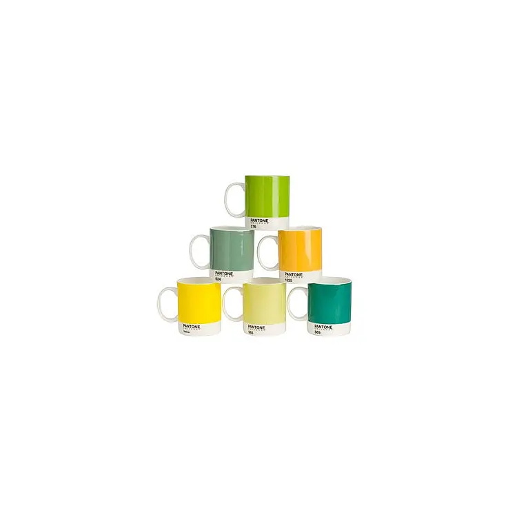 Las 6 tazas que componen el Pack Verde/Amarillo